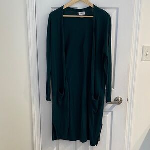 Dark Green Old Navy Open Front Super Long Cardigan sz Large